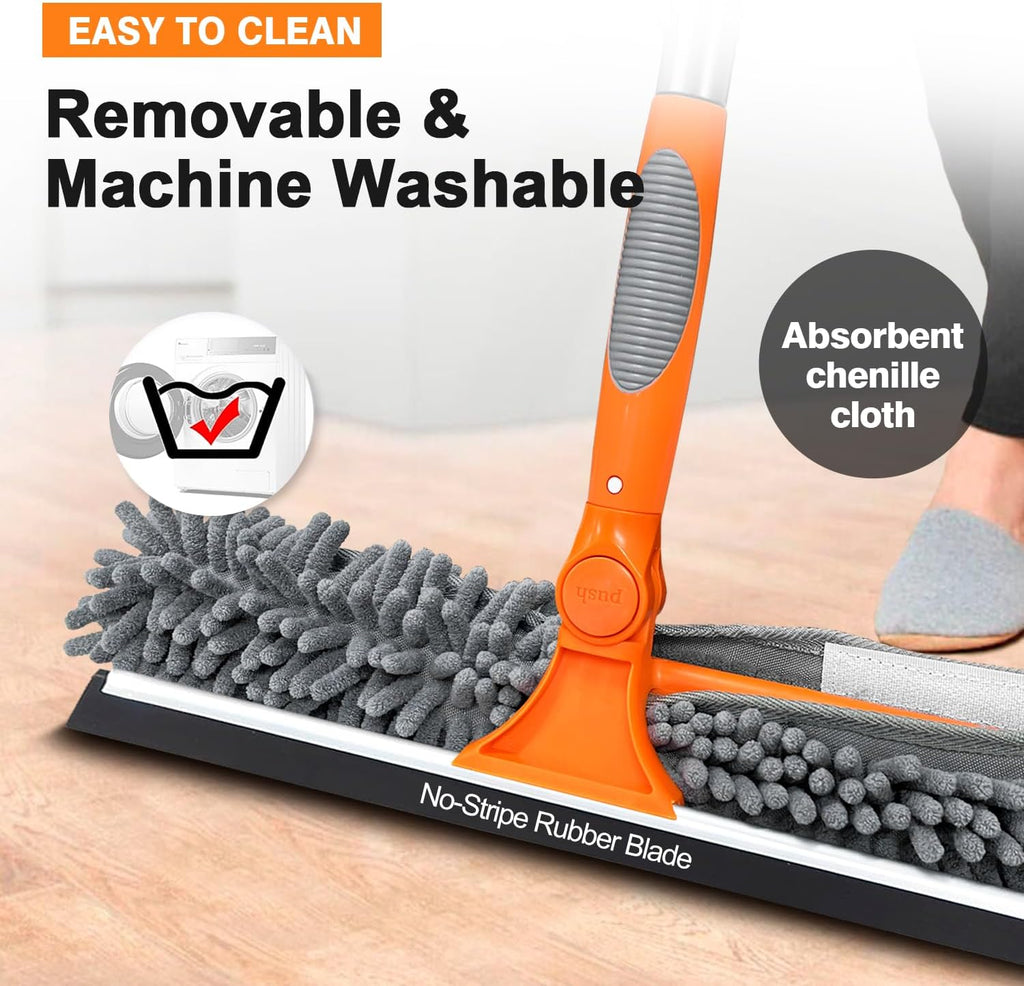 20 Ft High Reach Window Squeegee with 5-12Ft Extra-Thick Aluminum Telescopic Extension Pole| 14" Extra-Large 2-in-1 Window Cleaner Tool| Window Washer for Indoor/Outdoor Window,RV,Truck Glass