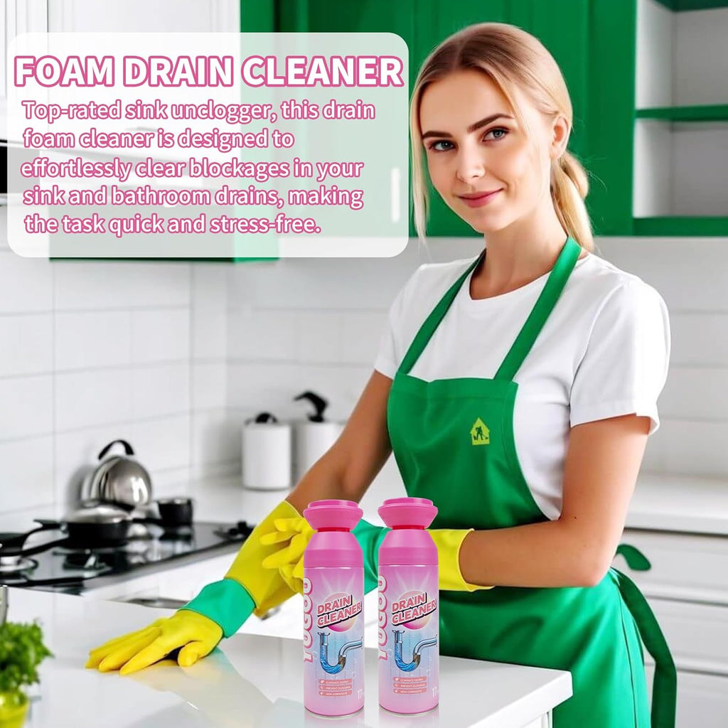 Foaming Drain Cleaner, Sink Cleaner and Deodorizer, Drain Clog Remover for Kitchen Sinks, Shower Drains, Tubs (2pcs)
