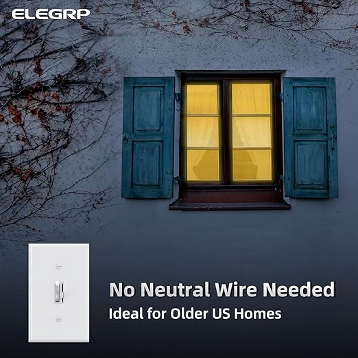 ELEGRP Digital Toggle Dimmer Switch for Dimmable LED, CFL and Incandescent Light Bulbs, Single Pole or 3-Way Toggle LED Dimmer Light Switch, Wall Plate Included, UL Listed, 2 Pack, White