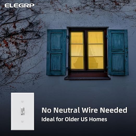 ELEGRP Digital Toggle Dimmer Switch for Dimmable LED, CFL and Incandescent Light Bulbs, Single Pole or 3-Way Toggle LED Dimmer Light Switch, Wall Plate Included, UL Listed, 6 Pack, White