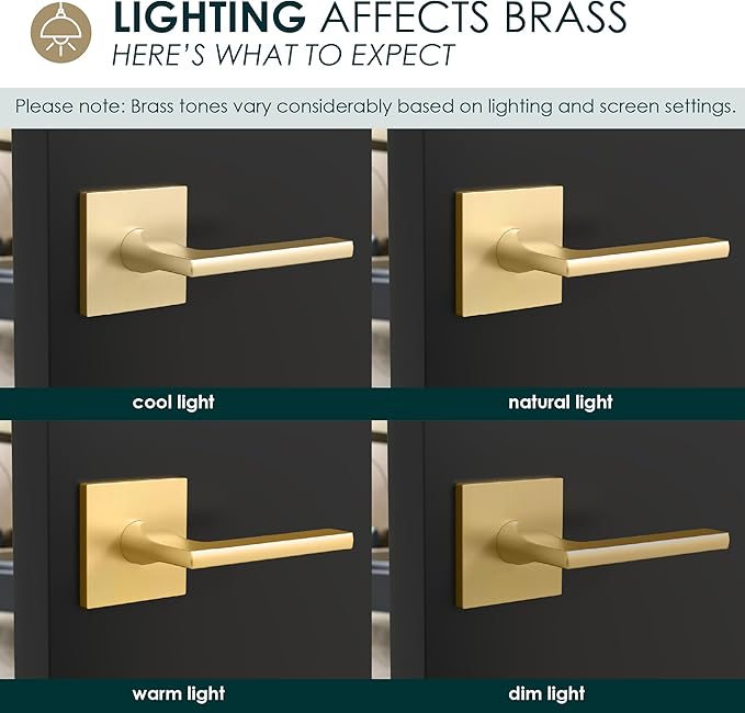 Mega Handles Prime Dummy Lever, Door Handle for Closet or French Doors, Single Side Door Levers, Non-Turning, Fits All Standard Door Sizes, Covered Screws Included - Satin Brass (2 Pack) 5"