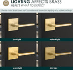 Mega Handles Prime Dummy Door Handles - 6 Pack Heavy Duty Gold Door Handle, Non-Turning Door Handle for Hallway, Closet & French Doors, Single Side, Fits All Standard Doors - Satin Brass