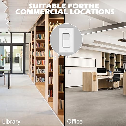 ThunderWay Single Pole Light Switch, Decorative Paddle Rocker Switch, Grounding Screw, UL Listed, Paddle Light Switch, 15A 120/277V, 50 Pack