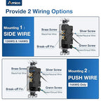 Amico 15A Wall Outlet, White Decorator Receptacle with Wall Plate, Tamper Resistant Electrical Outlet, Self-Grounding, 2-Pole, 3-Wire, Suitable for Home and Business, UL Listed, 1 Pack