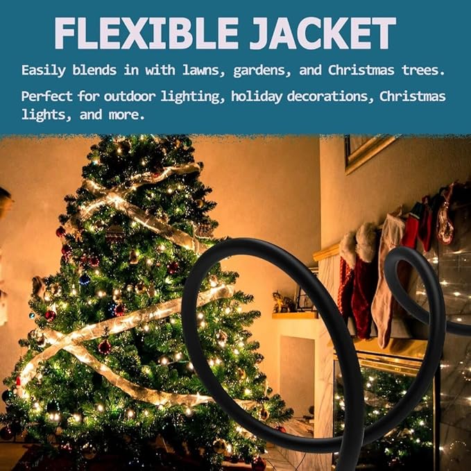 Indoor Outdoor Extension Cord 6 FT Waterproof, 16/3 Gauge Heavy Duty Black Extension Cords, 13A 1625W SJTW Extension Cord with 3 Prong Grounded Plug, Great for Tools, Lights, UL Listed.