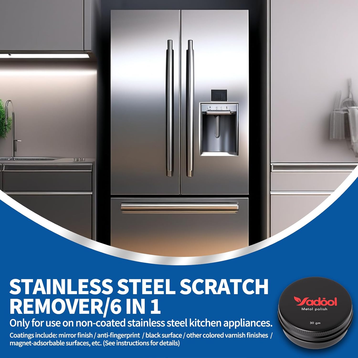 Stainless Steel Scratch Remover Kit, Use for Non-Coated Stainless Steel Metal, Ideal for Refrigerators, Fridge, Stoves, Sinks, Dishwasher Doors & Appliances Scratch Repair & Polish