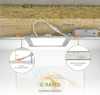 ASD 6 Pack LED Square Recessed Lighting 6 Inch, 5 CCT 2700K-5000K, 15W 60W Eqv, Ultra Thin Dimmable Ceiling Lights with J Box, Canless Wafer Downlight, Slim Panel Light, UL Energy Star, Brushed Nickel