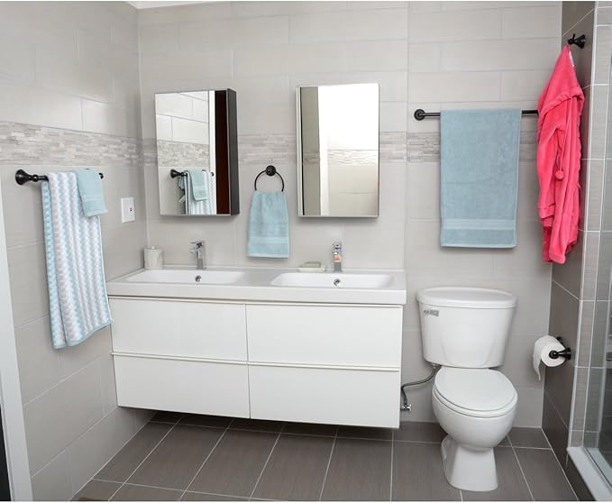 Amazon Basics AB-BR817-OR Variety Pack Modern Bathroom Accessories Towel Holder, 5 Piece, Oil Rubbed Bronze