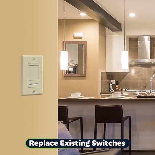 TOPGREENER in Wall Slide Dimmer Switch, for 150W Dimmable LED, 600W Incandescent/Halogen, Single Pole or 3 Way, 120V 60Hz, No Neutral Wire Required, UL Listed, TGDMDS-120-I, Ivory