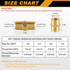 KOOTANS 12pcs Brass Pipe Fitting, NPT Hex Nipple, Coupling, 1/4" x 1/4" NPT Male Pipe, 1/4" x 1/4" NPT Female Pipe Fittings Set (6 Nipple & 6 Coupling)