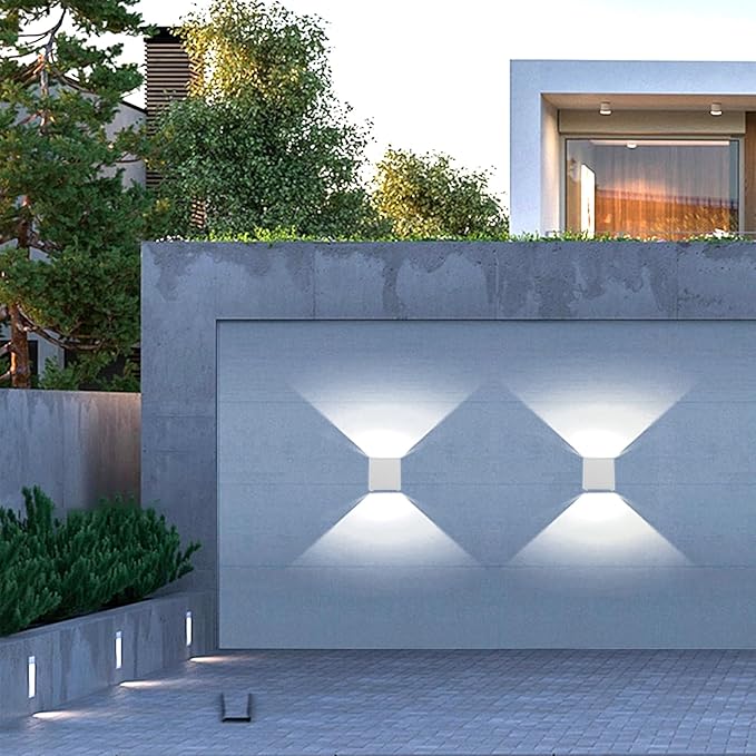 LED 20W Outdoor Wall Lights Exterior/Interior Porch Lights Outdoor Wall Up and Down Lights IP65 Waterproof Sconces Modern Outdoor Lighting Fixtures Square Aluminum White 6500K Cold Lights