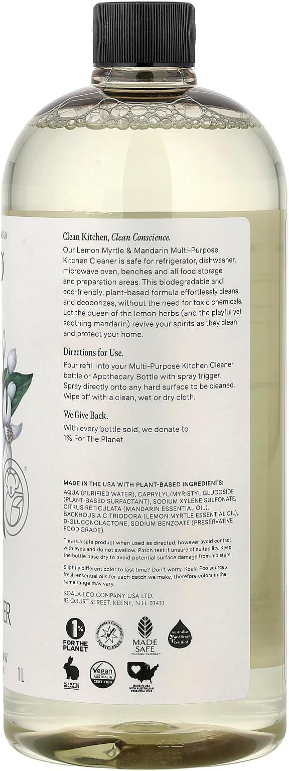 Koala Eco Multi-Purpose Kitchen Cleaner - with Australian Lemon Myrtle & Mandarin Essential Oil - 34oz