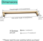 10 Pack 8 Inch Hole Center Champagne Cabinet Pulls Stainless Steel Square Drawer Handles for Bathroom Cupboard Pulls Modern Kitchen Cabinet Hardware