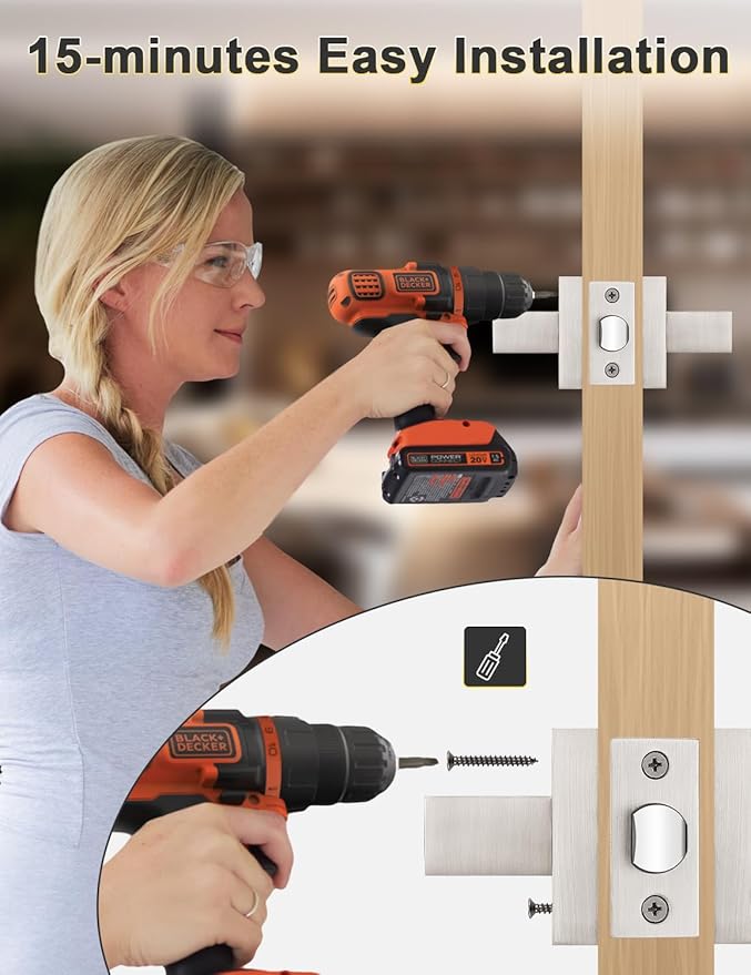 10 Pack Brushed Nickel Passage Door Levers Interior Door Handles, Heavy Duty Closet Hallway Door Handle Sets