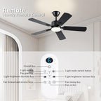 42 inch Modern Ceiling Fans with Lights APP/Remote Control, Low Profile Reversible 6 Speeds Ceiling Fan Light for Indoor/Outdoor Patio Bedroom Living Room,Black