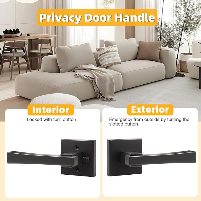 knobelite 10 Pack Dummy Door Handles,Matte Black Square Door Levers,Non-Turing Single Side Knob Pull for Closet French Doors