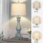 29" Tall Table Lamp for Living Room Set of 2,Coastal Bedside Nightstand Lamps with USB C+A Ports & AC Outlet,3-Way Dimmable Touch Control Retro Blue Desk Lamp for Bedroom,Color 3