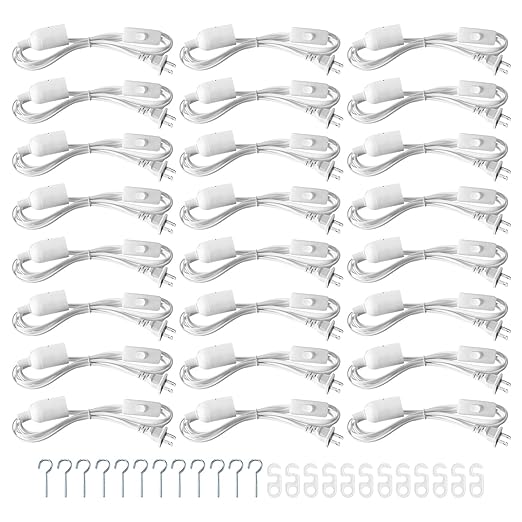 24 Pcs Light Bulb Socket 8.2Ft Extension Hanging Lantern Cord Cable Lamp Cord with Switch E26/E27 Pendant Light Socket for Kitchen Bedroom Restaurant