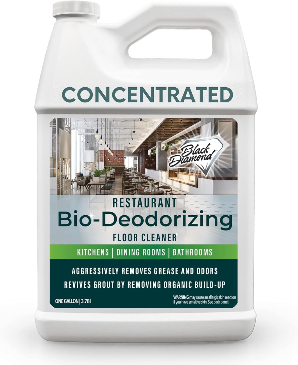 Restaurant Bio-Deodorizing Floor Cleaner - Heavy Duty Commercial Concentrated Enzyme Degreaser and Odor Eliminator for Mopping Tile, Laminate, Hardwood & More