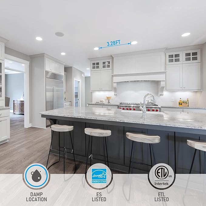 TORCHSTAR 12-Pack 6 Inch Ultra-Thin LED Recessed Lighting with J-Box, CRI90, 5000K Daylight, 12W Dimmable 1100lm Brightness LED Downlight, ETL & Energy Star Listed