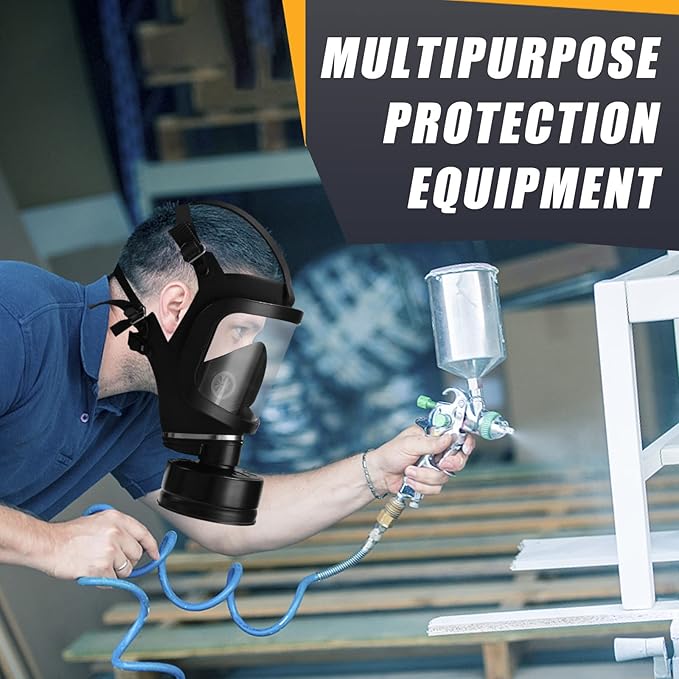 Full Face Respirator Mask with Filters, Anti-Fog Lens Anti-Gas Anti-Dust Gas Mask Against Vapours & Particles, Paint
