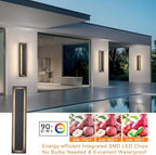 tewei 2 Pack Modern LED Outdoor Wall Lights, Black Exterior Wall Sconce & Indoor Wall Sconce Lighting Fixtures, 15.7'' Large Front Door Lights for Entrance, Hallway, 360° Beam Angle, Warm White 3000K