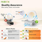 MAILCOS 12 Pack 4 Inch 5CCT LED Recessed Ceiling Light with Night Light, 2700K-5000K Selectable, Ultra-Thin Lighting, 12W=110W, 1050LM, Dimmable Canless Wafer Downlight ETL Certificated