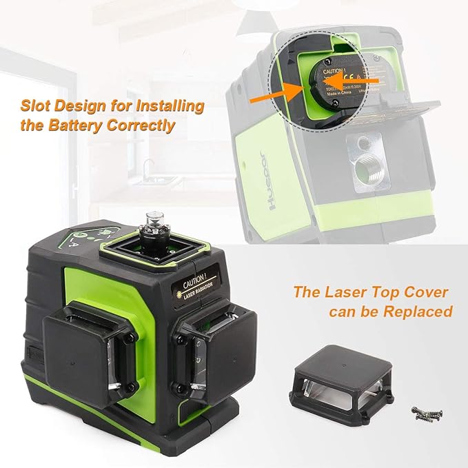 Huepar 3D Green Beam Self-Leveling Laser Level 3 x 360 Cross Line Three-Plane Leveling and Alignment Tool -Two 360 Vertical and One 360 Horizontal Line -Magnetic Pivoting Base GF360G