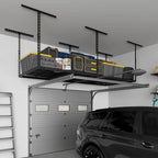 3X8FT Overhead Garage Storage Rack, 22"-48" Height Adjustable Garage Ceiling Storage Racks, Heavy Duty Metal Garage Storage Organizer System, 750LBS Weight Capacity
