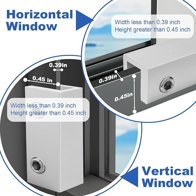 4 Sets Sliding Window Locks for Up and Down Windows with Key, Child Window Security Locks for Vertical & Horizontal Sliding Windows & Doors, Adjustable Easy to Install Window Stoppers Security