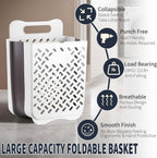 Plastic Foldable Laundry Basket with Handle, 42L Wall Mounted Laundry Hamper Freestanding Dirty Clothes Hamper, Collapsible Laundry Baskets Pop Up Hamper Storage Container for Snacks Dolls