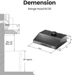 Range Hood 36 inch,1.5 Sones Quiet for Stove Vent Hood,Black Stainless Steel (PVD) Kitchen Exhaust Hood with 900 CFM, Hood Vent with 3 Speed Gesture Sensing&Touch Control Panel