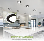 ASD 6 Pack LED Recessed Lighting 4 Inch 9W, 5 CCT 2700K-5000K CRI90+, IC Rated Ultra Thin Dimmable Ceiling Lights with J Box, Canless Wafer Downlight, Round Slim Panel Light, Energy Star ETL, Black