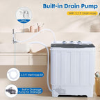 28lbs Portable Washing Machine with 18lbs Wash and 10lbs Spin, Twin Tub Washer Compact Machine with Drain Pump, Mini Portable Washer for Home, Camping, RVs, and Small Spaces, Grey