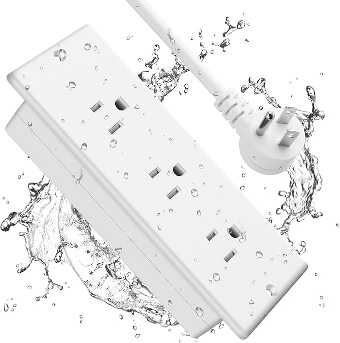 Conference Recessed Power Strip Socket Waterproof,Conference Table Splash Resistant Furniture Recessed Power Strip,Flush Mount with 3 Outlets,6ft Extension Cord,Flat Plug