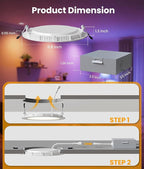 Recessed Lighting 6 Inch with App & Voice Control, 1200LM RGBCW Smart Ceiling Light Work with Alexa & Google, Dimmable LED Recessed Lighting 6 Inch with Timer Music Sync Can Lights, 6 Pack