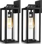 16inch Large Outdoor Wall Lights - 2 Packs Modern Black Exterior Light Fixture with Clear Glass Shade, Waterproof Porch Lighting for House, Farmhouse Sconces Lantern for Front Door, Garage