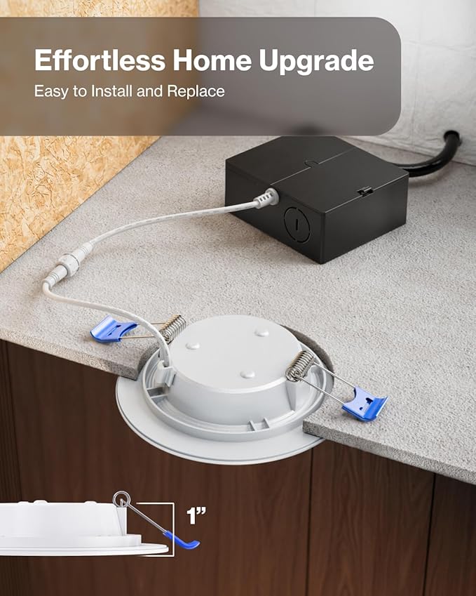 Sunco 24 Pack 4 Inch LED Recessed Light, Ceiling Canless Recessed Lights, Baffle Trim Ultra Thin, 850 LM, 10W, 5000K Daylight, Dimmable, Wafer Thin with Junction Box