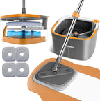 Mop and Bucket Set, Spin Mop with Separate Dirty Water System, Deep-Cleaning Mops for Floors, Versatile Mops for Walls