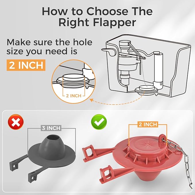Universal Toilet Repair Kit for Inside Tank – Includes Adjustable Fill Valve & 2-Inch Flapper, Quiet & Easy Installation (Red, 1-Pack)