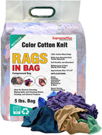 Color T-Shirt Rags (5 lbs. Bag) – Shop Rag Bulk for Workshops, Mechanics, Painters, and Home Use, Multipurpose Cotton T-Shirt Rags