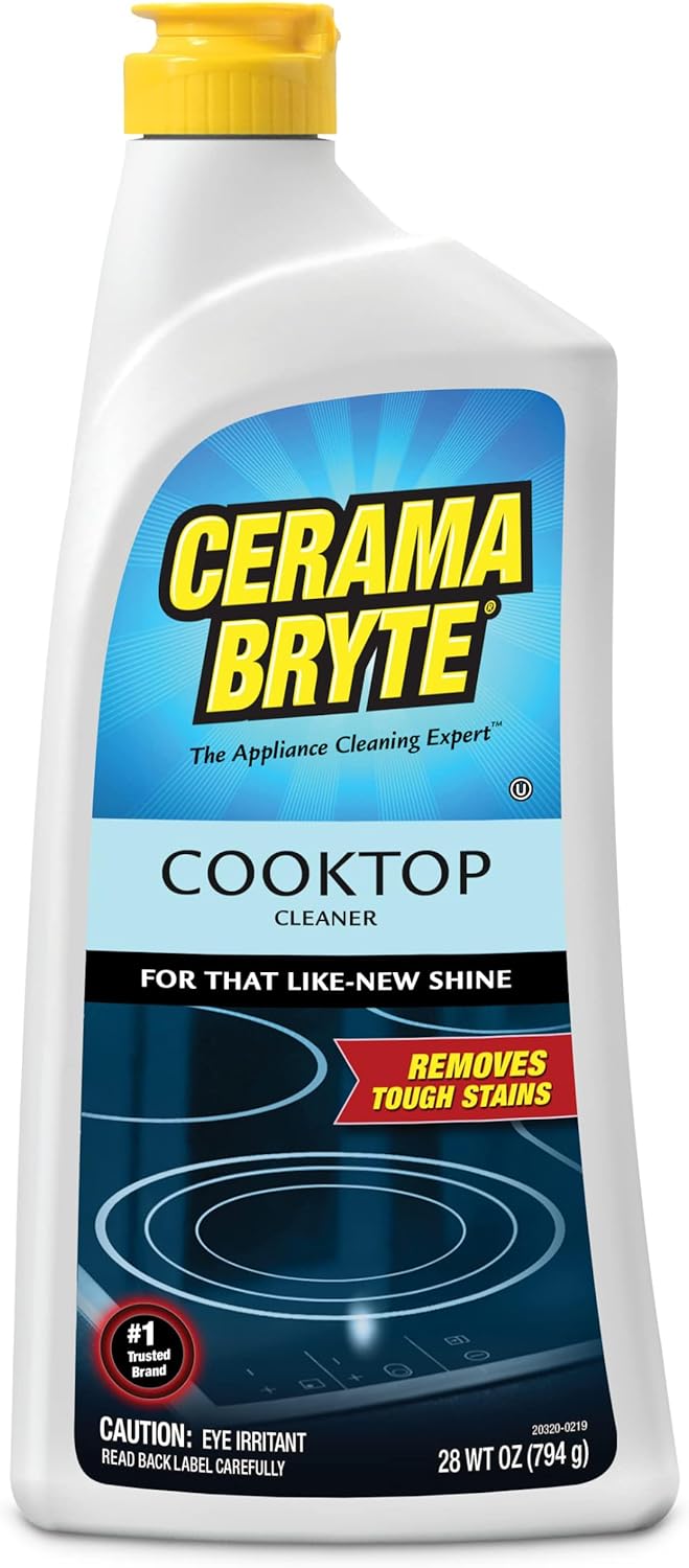 Cerama Bryte Removes Tough Stains Cooktop and Stove Top Cleaner for Glass - Ceramic Surfaces, 1-28 oz