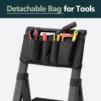 WOA WOA 6 Step Ladder for 12 Feet High Ceiling, Lightweight Foldable Ladder with Non-Slip Wide Pedals, Stepladder with Safe Handrail, Space Saving for Home, Kitchen, Indoor & Outdoor 300lbs - Black