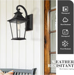 Emliviar Outdoor Wall Lantern, 1-Light Exterior Wall Mount Light with Clear Glass in Black Finish, 18" Height, 500181