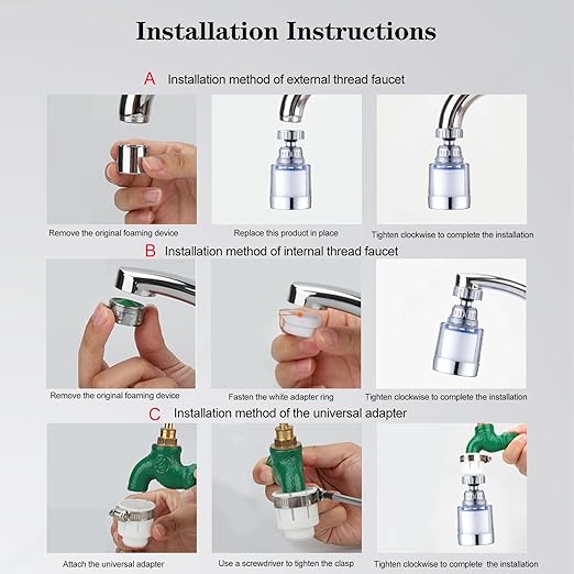 Kitchen Faucet Filter, 360° Rotating for Household Kitchen tap Water, Splash-Proof and Pressure-Increasing Filter for Sink Faucet, Shower Head. (Long Model - Filter Element)