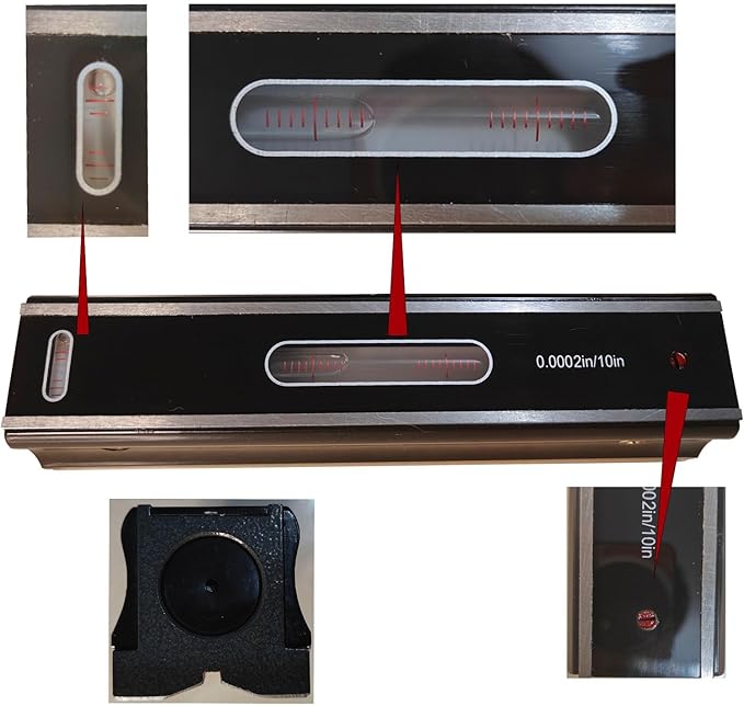 8'' Master Precision Level Metal Box 0.0002"/10" Accuracy Strip Level for Checking Straightness Parallelism Surface of Machine Tools Equipment Check Work of Machinists Toolmaker