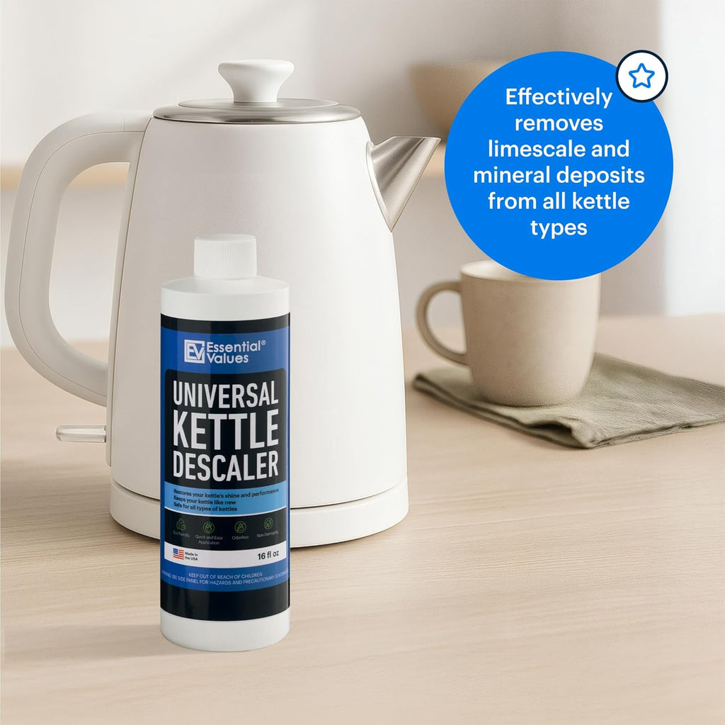 Essential Values Universal Descaler - Espresso Descaling Solution - Coffee Machine Cleaner - Critic Acid Tea Kettle, Urn, Water Distiller Cleaner