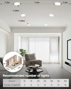 Ensenior 12 Pack 6 inch LED Eyeball Recessed Lighting, 360°+90° Rotatable and 2700K-5000K Selectable, Dimmable Gimbal Recessed Lights, Canless Angled Adjustable Ceiling Downlight, 1300LM, 13W=115W-FCC