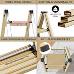 GameGem 2 Step Ladder, Aluminum Folding Step Stool with Anti-Slip Sturdy and Wide Pedal, Lightweight Portable Multi-Use Stepladder for Home and Kitchen Use Space Saving, Gold, 330 lbs