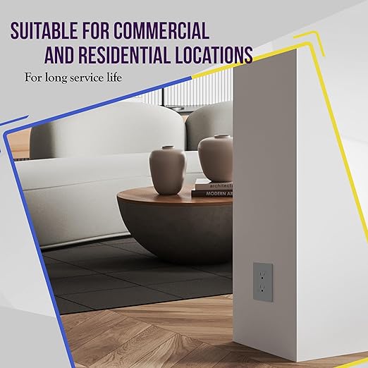 ENERLITES Decorator Receptacle Outlet, Tamper-Resistant, Gloss Finish, Residential Grade, 3-Wire, Self-Grounding, 2-Pole, 15A 125V, UL Listed, 61501-TR-GY-10PCS, Gray (10 Pack)